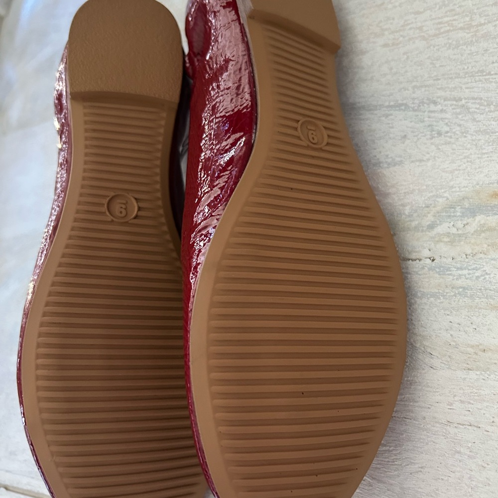 NIB Mossimo Supply Co. ONA Red Ballet Flats Patent Faux Leather Size 9 NEW - Picture 6 of 11